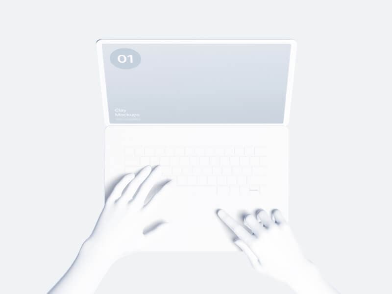 Hand and MacBook Pro online mockup