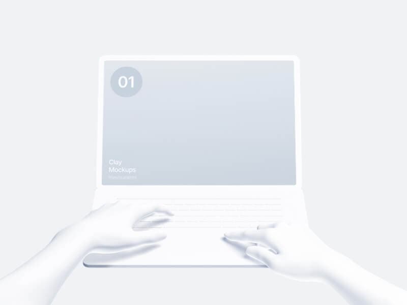Hand and MacBook Pro online mockup